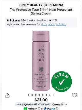 Fenty Hair The Protective Type 5-in-1 Heat Protectant Styling Cream ✨✨✨